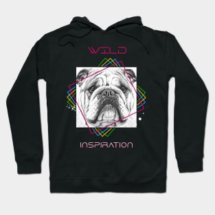 English Bulldog Dog Wild Nature Animal Illustration Art Drawing Hoodie